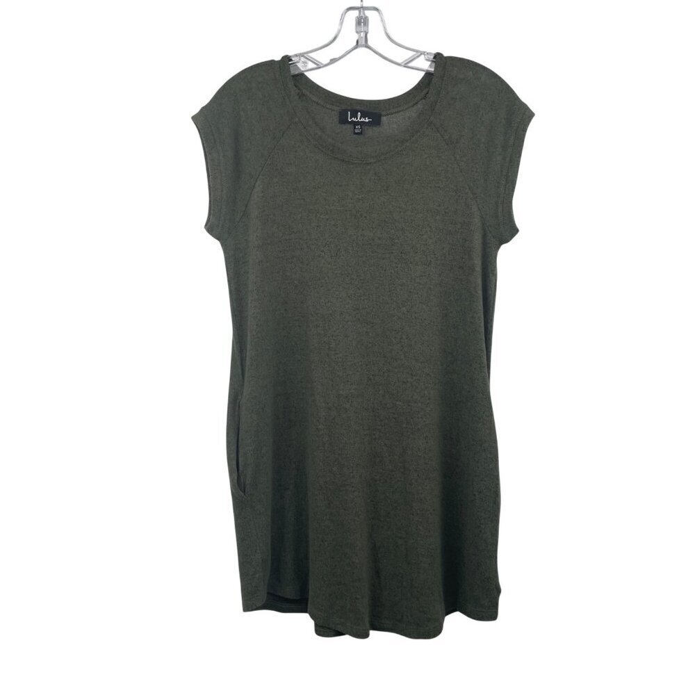 Lulus Womens Mini Sweater Dress Cap Sleeve Green Size XS
